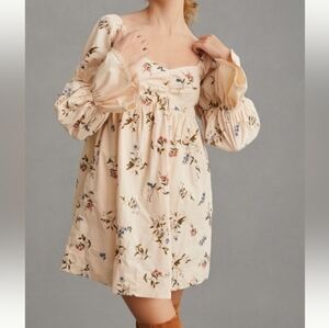 Anthropologie Embroidered Babydoll Dress S